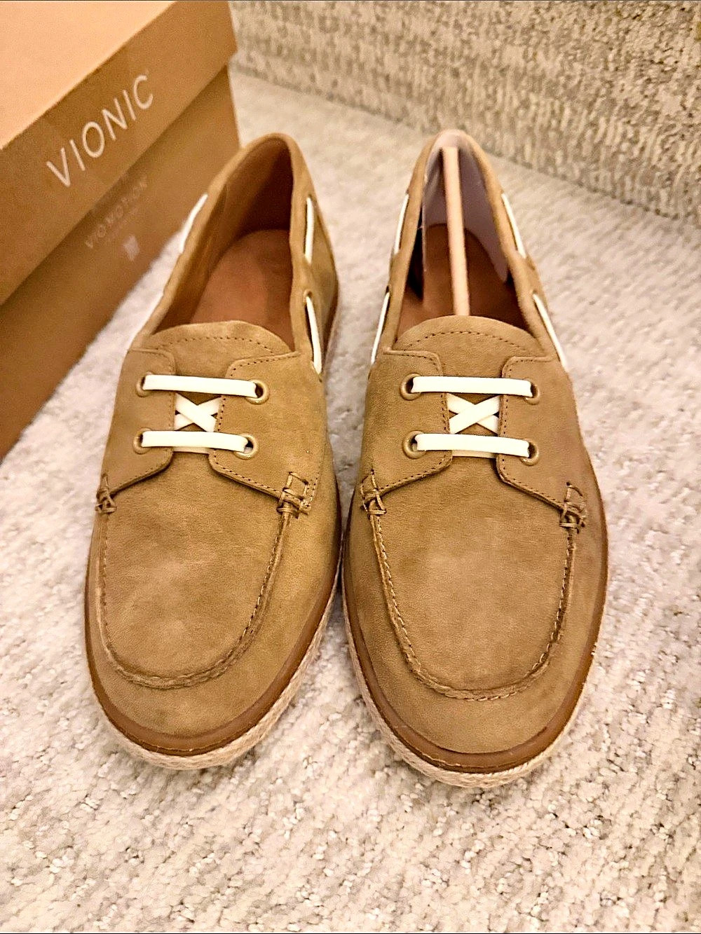 Vionic Bay Sand Suede Boat Shoes Brown US 11 W New